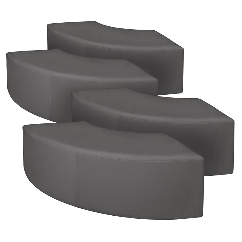 Aurora Curved Vinyl Ottoman (Set of 4)- Grey