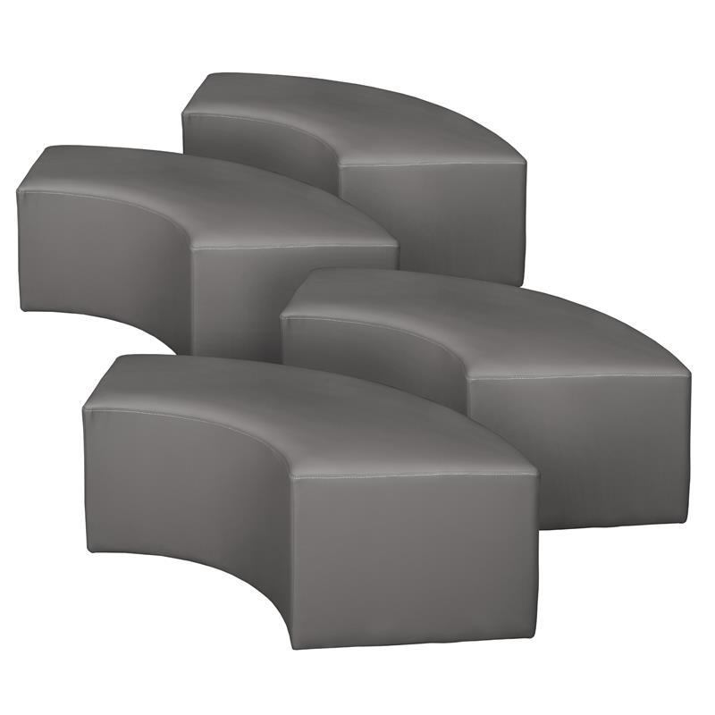 Aurora Curved Vinyl Ottoman (Set of 4)- Grey