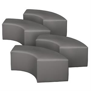 Aurora Curved Vinyl Ottoman (Set of 4)- Grey