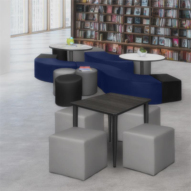 Aurora Curved Vinyl Ottoman (Set of 4)- Naval Blue