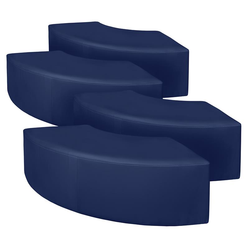 Aurora Curved Vinyl Ottoman (Set of 4)- Naval Blue