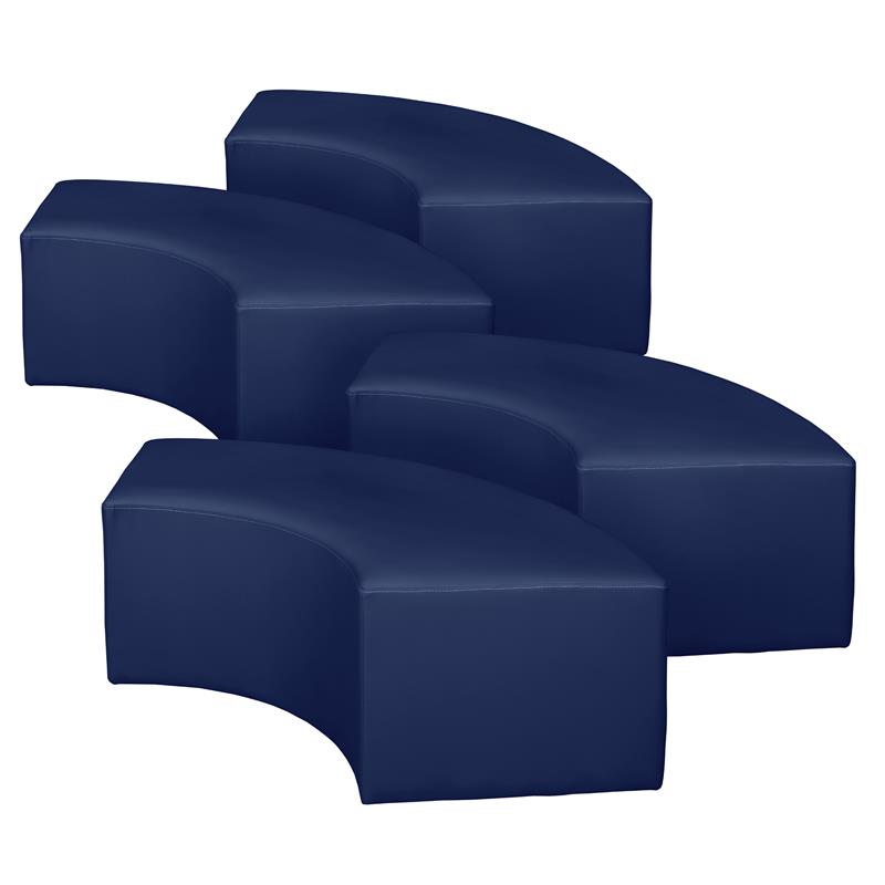 Aurora Curved Vinyl Ottoman (Set of 4)- Naval Blue