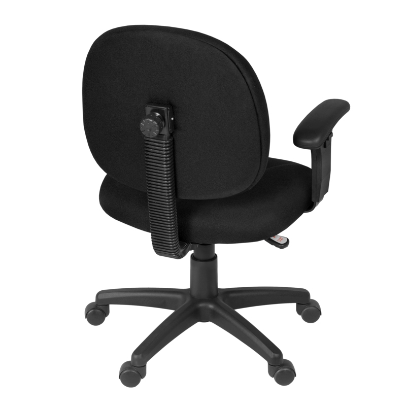 Regency Comfort Series Swivel Fabric Computer Task Chair with Adjustable Arms - Black