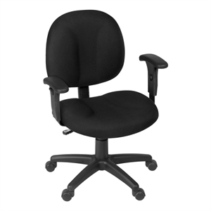 Regency Comfort Series Swivel Fabric Computer Task Chair with Adjustable Arms - Black