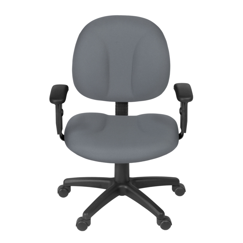 Regency Comfort Series Swivel Fabric Computer Task Chair with Adjustable Arms - Gray