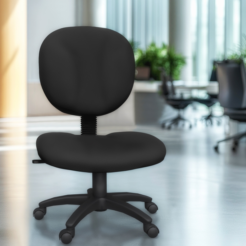 Regency Comfort Series Swivel Fabric Computer Task Chair - Armless - Black