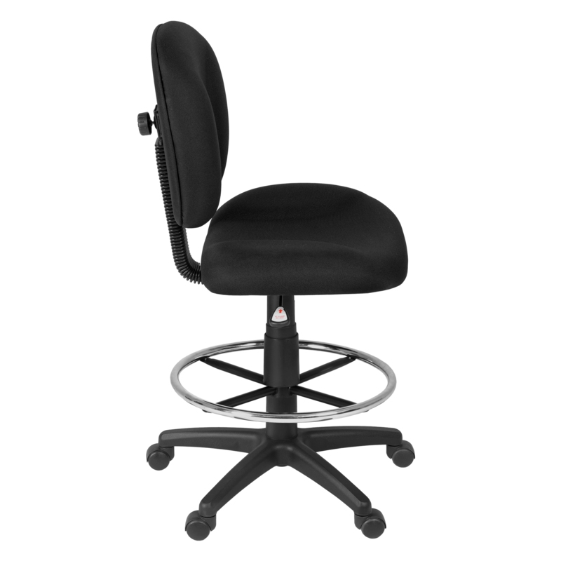 Regency Comfort Series Swivel Fabric Computer Task Chair with Drafting Kit - Black