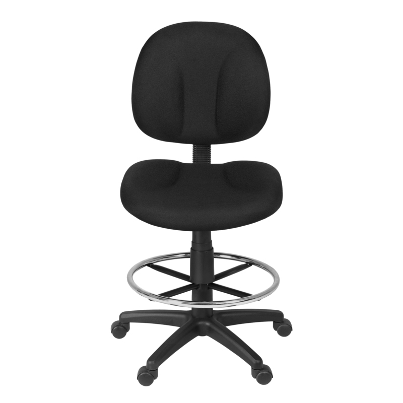 Regency Comfort Series Swivel Fabric Computer Task Chair with Drafting Kit - Black