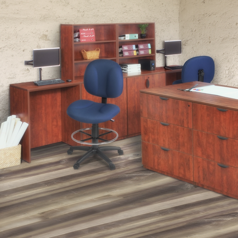 Regency Comfort Series Swivel Fabric Computer Task Chair with Drafting Kit -Navy Blue