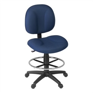 Regency Comfort Series Swivel Fabric Computer Task Chair with Drafting Kit -Navy Blue