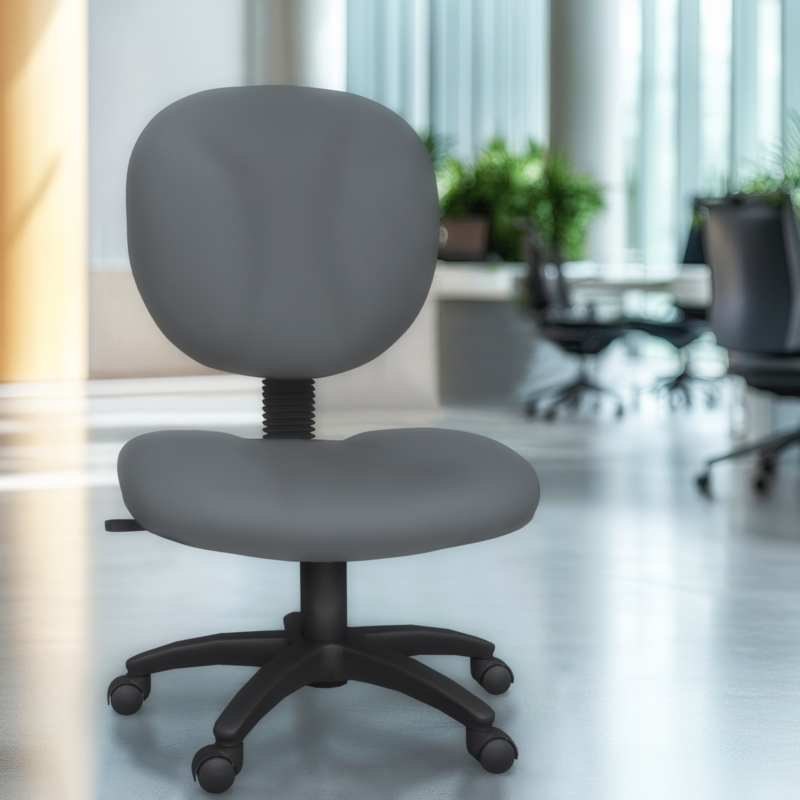 Regency Comfort Series Swivel Fabric Computer Task Chair - Armless - Gray
