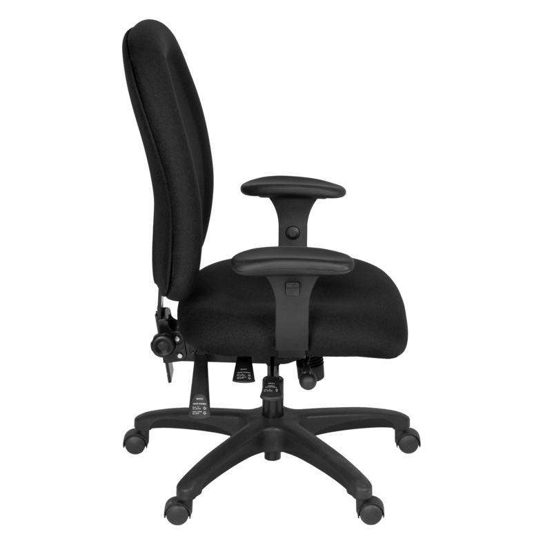 Regency Comfort Series High-Back Multifunctional Fabric Computer Task Chair with Adjustable Arms - Black