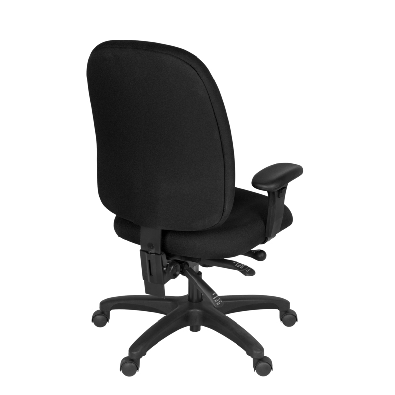 Regency Comfort Series High-Back Multifunctional Fabric Computer Task Chair with Adjustable Arms - Black