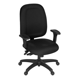 Regency Comfort Series High-Back Multifunctional Fabric Computer Task Chair with Adjustable Arms - Black