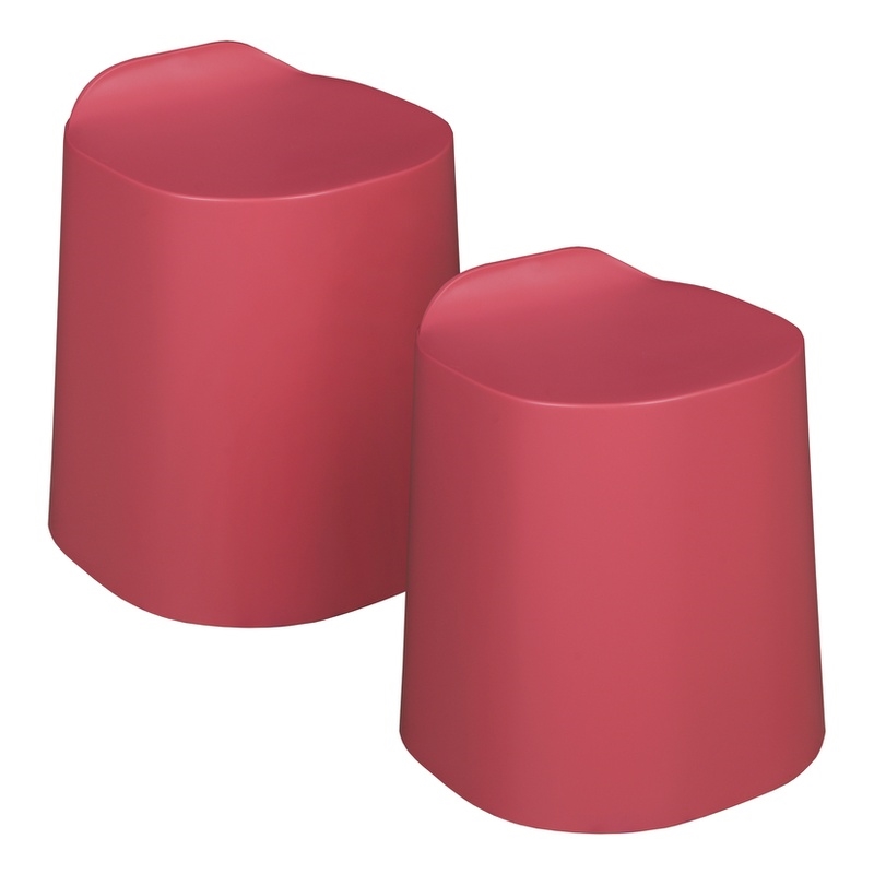 Regency Dott Plastic Stackable Stools (Set of 2)- Red Raspberry