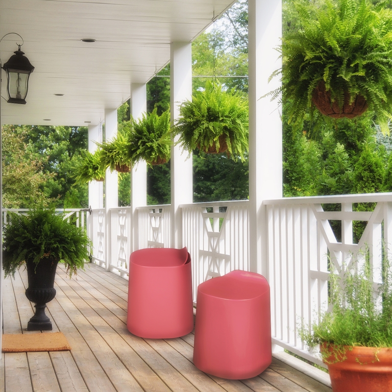 Regency Dott Plastic Stackable Stools (Set of 4)- Red Raspberry