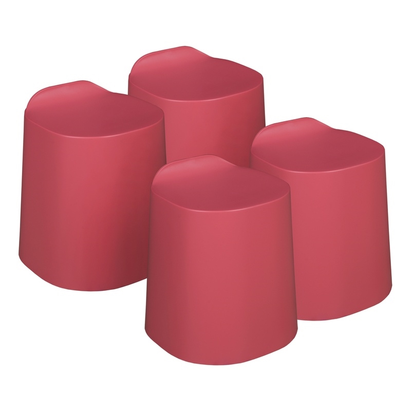 Regency Dott Plastic Stackable Stools (Set of 4)- Red Raspberry