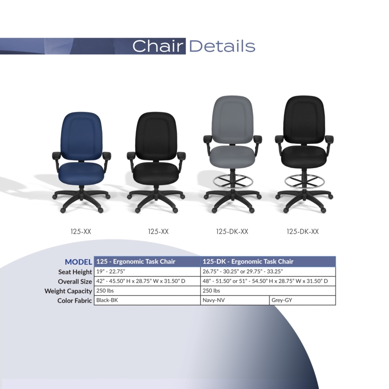 Regency Comfort Series High-Back Multifunctional Fabric Computer Task Chair with Adjustable Arms - Gray