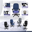 Regency Comfort Series High-Back Multifunctional Fabric Computer Task Chair with Adjustable Arms - Navy Blue