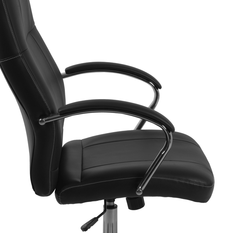 Regency Cielo Leatherette Executive High-Back Arm Office Chair- Black