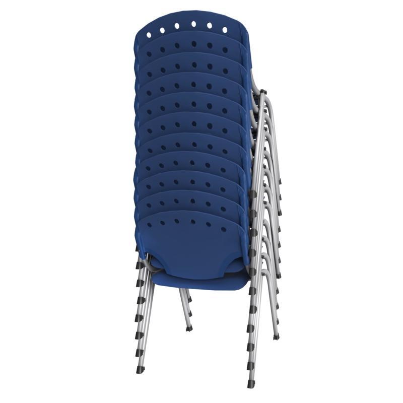 Regency Rico Classroom Training Stack Chair Armless - Navy Blue (11 Pack)
