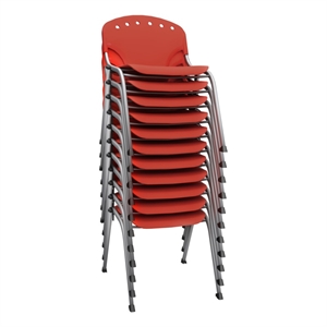 Regency Rico Classroom Training Stack Chair Armless - Red (11 Pack)