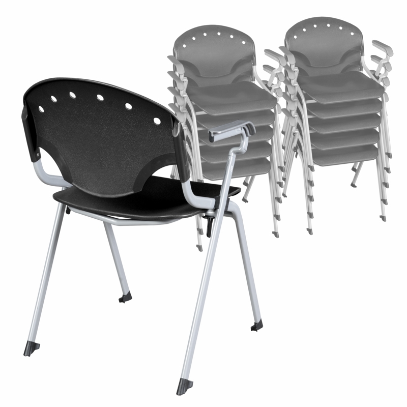 Regency Rico Classroom Training Stack Chair with Arms - Black (11 Pack)