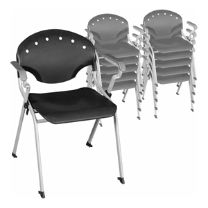 Regency Rico Classroom Training Stack Chair with Arms - Black (11 Pack)