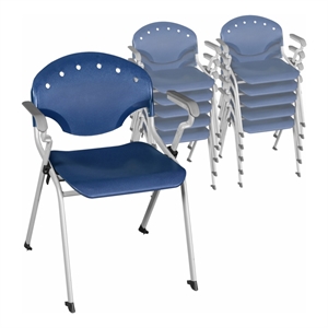 Regency Rico Classroom Training Stack Chair with Arms - Navy Blue (11 Pack)