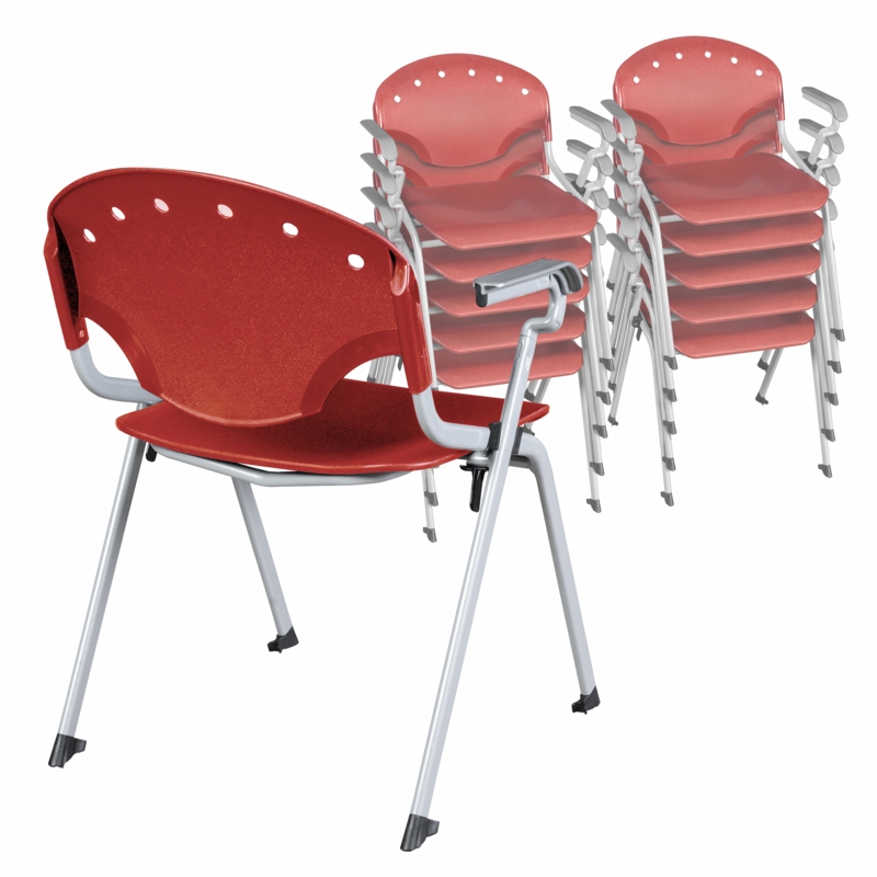 Regency Rico Classroom Training Stack Chair with Arms - Red (11 Pack)