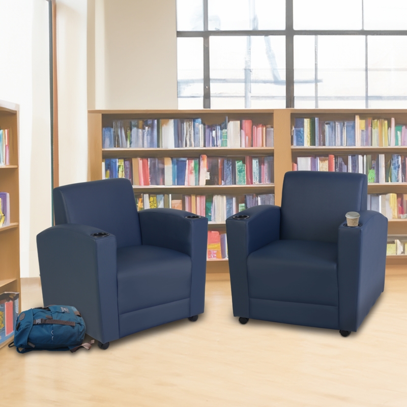 Nova Tablet Arm Chair- Navy Blue