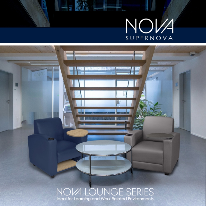 Nova Tablet Arm Chair- Navy Blue