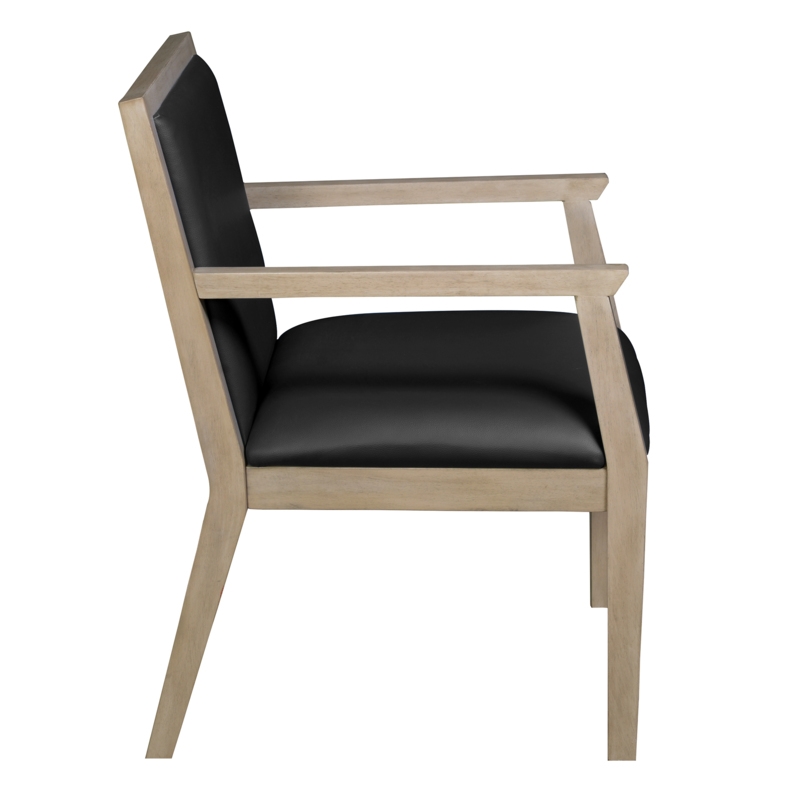Regent WallGuard Guest & Reception Waiting Room Wood Side Chair - Noble Oak / Black Vinyl