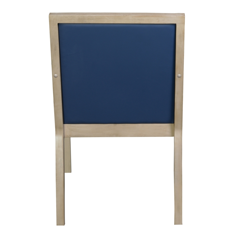 Regent WallGuard Guest & Reception Waiting Room Wood Side Chair - Noble Oak / Navy Blue Vinyl