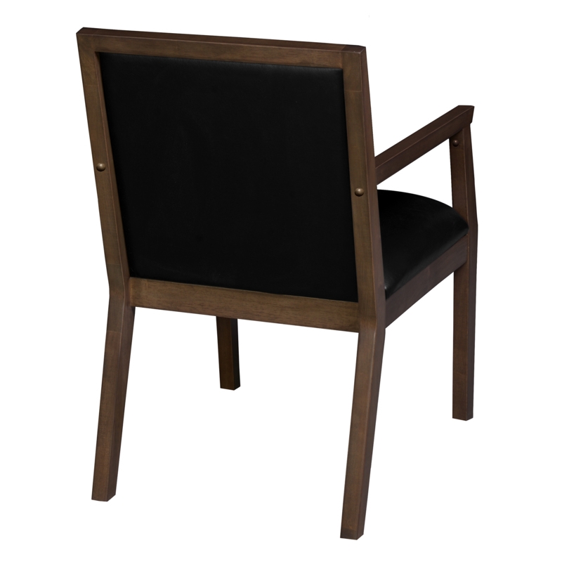 Regent WallGuard Guest & Reception Waiting Room Wood Side Chair - Neo Walnut / Black Vinyl