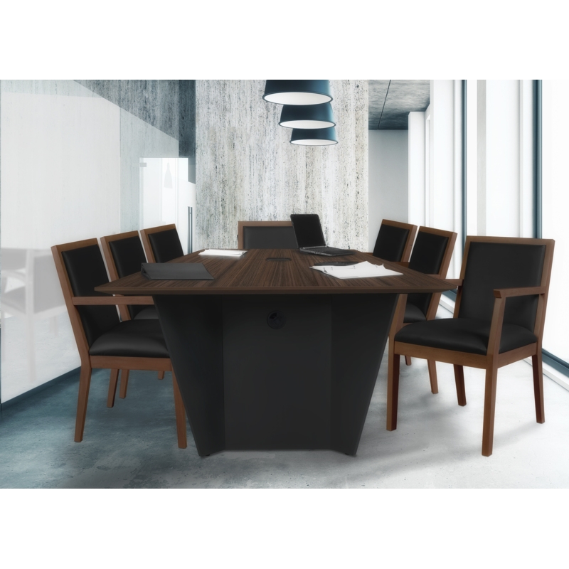 Regent WallGuard Guest & Reception Waiting Room Wood Side Chair - Neo Walnut / Black Vinyl