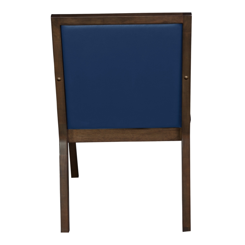 Regent WallGuard Guest & Reception Waiting Room Wood Side Chair - Neo Walnut / Navy Blue Vinyl