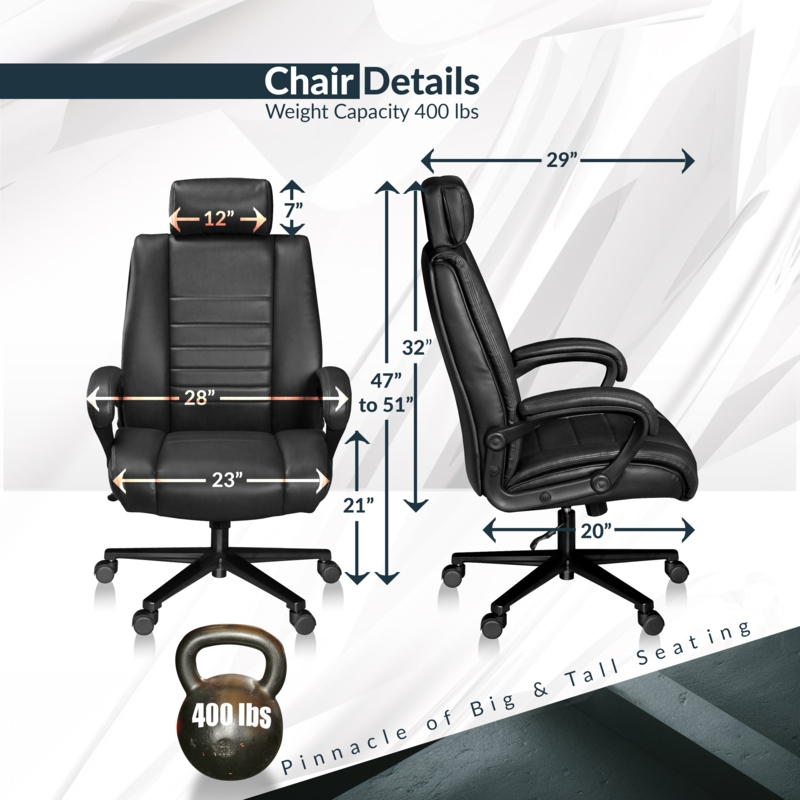 Regency DuraForce Big & Tall Ergonomic Executive Office Chair - Black
