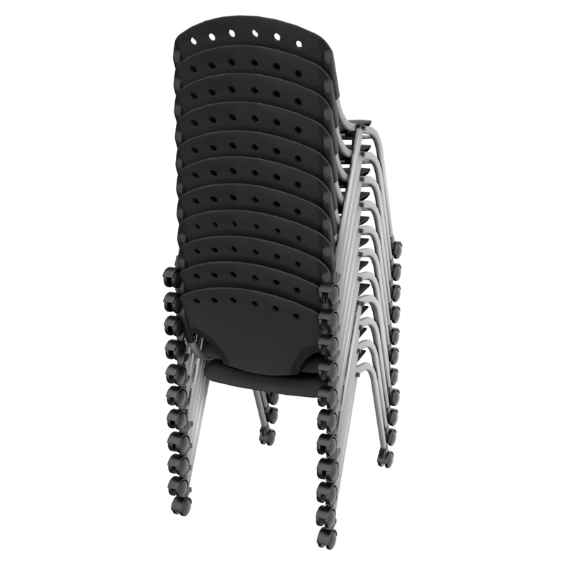 Regency Rico Classroom Training Mobile Stack Chair Armless - Black (11 Pack)