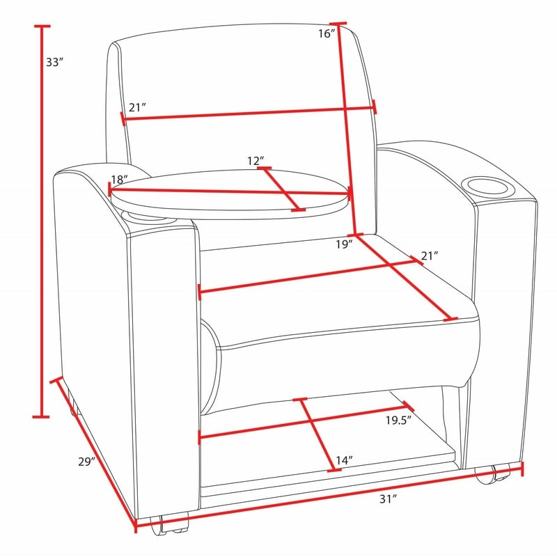 Nova Tablet Arm Chair w/ Storage- Navy Blue/Noble Oak
