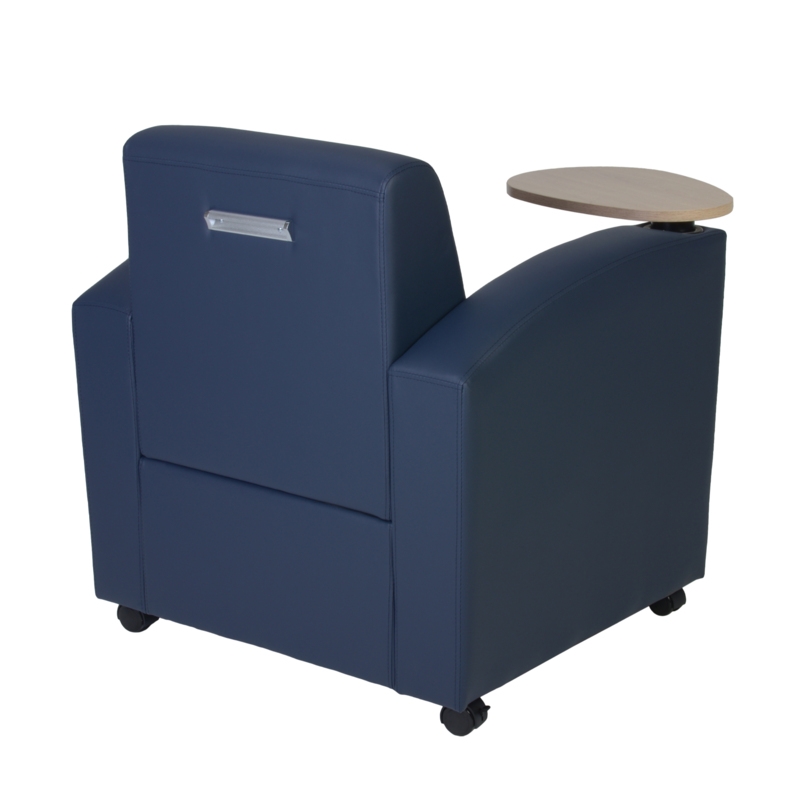 Nova Tablet Arm Chair w/ Storage- Navy Blue/Noble Oak