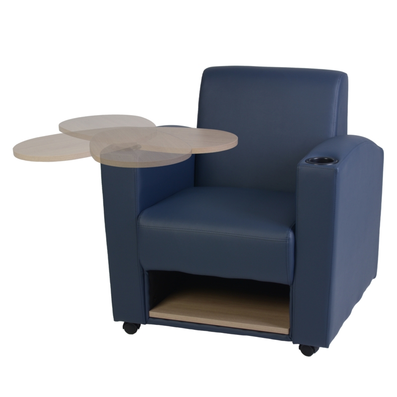 Nova Tablet Arm Chair w/ Storage- Navy Blue/Noble Oak