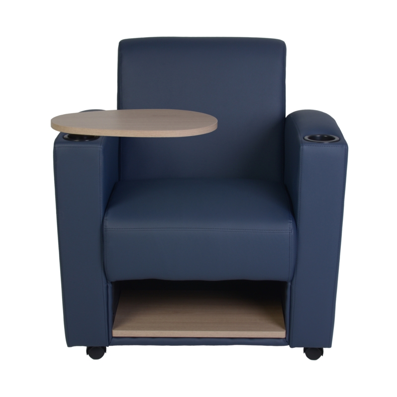 Nova Tablet Arm Chair w/ Storage- Navy Blue/Noble Oak