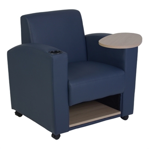 Nova Tablet Arm Chair w/ Storage- Navy Blue/Noble Oak