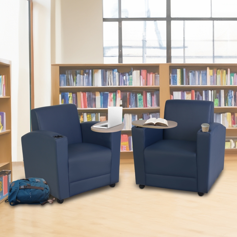 Nova Tablet Arm Chair- Navy Blue/Noble Oak