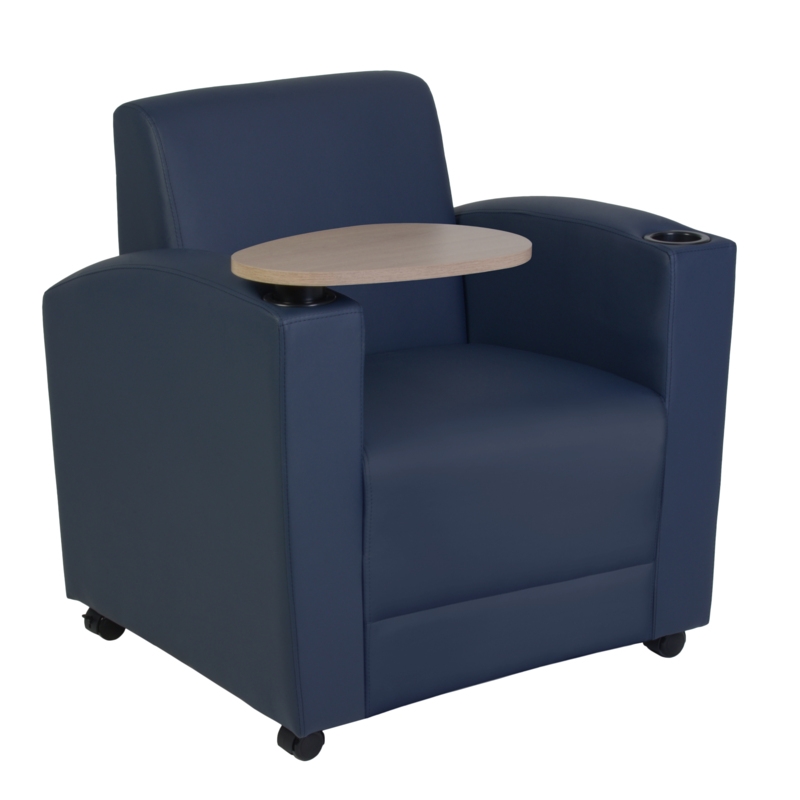 Nova Tablet Arm Chair- Navy Blue/Noble Oak