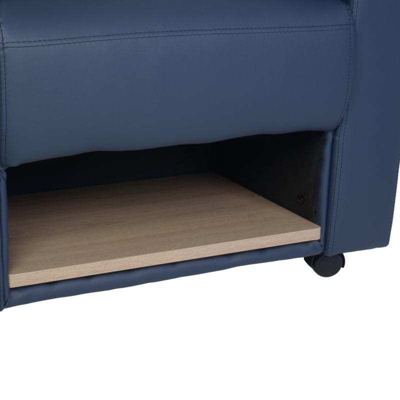 Regency Supernova Tablet Arm Loveseat w/ Storage- Navy Blue/Noble Oak
