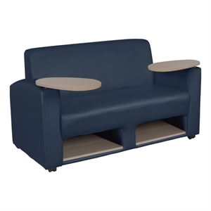 Regency Supernova Tablet Arm Loveseat w/ Storage- Navy Blue/Noble Oak