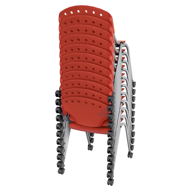 Regency Rico Classroom Training Mobile Stack Chair Armless - Red (11 Pack)