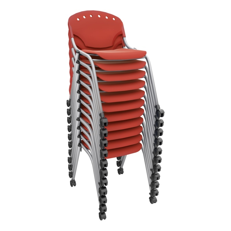Regency Rico Classroom Training Mobile Stack Chair Armless - Red (11 Pack)